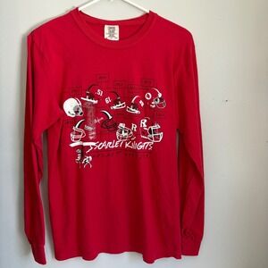 Comfort Colors Scarlet Knights Helmet History Long Sleeve T Shirt Red Small